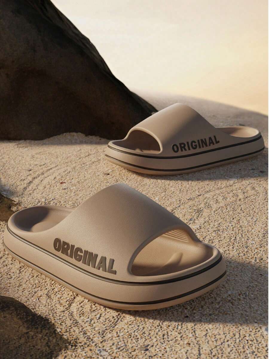 Men's Minimalist Summer Casual Soft Sole Indoor/Outdoor EVA Thick Sole Slip-On Slippers - Khaki - View 1