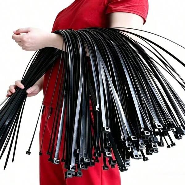100pcs Self-Locking Large Size Plastic Cable Ties, New Material, For Secure Bundling, Home Organization, Office And Cable Management
