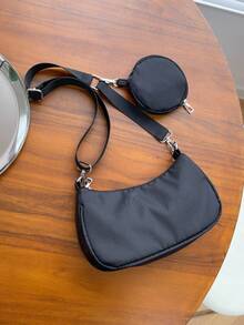 Mini Minimalist Bag With Coin Purse , Women Bag With Dime Bag - Black - View 6