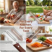 Ergonomic Wooden Handle Stainless Steel Peeler 3-In-1 Fruit Potato Peeler Bottle Opener Kitchen Peeling Cooking Tool - Apricot - View 7