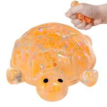 1pc Smooth TPR Material Squeeze Toy, Transparent Turtle Shape Stress Relief Toy With Floating Star Glitter Inside, Cute Transparent Turtle Design, Halloween Party Decoration, Home Desktop Toy, Random Style - Multicolor - View 1