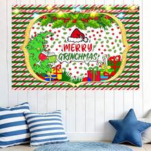The Grinch Authorize Merry Christmas Children's Party Award Scene Birthday Party Background Banner. Christmas Themed Wall Decoration. Photo Background Garden Decor Outdoor. Ideal Choice For Celebration Events, Room Decoration, And Display Props - Multicolor - View 8