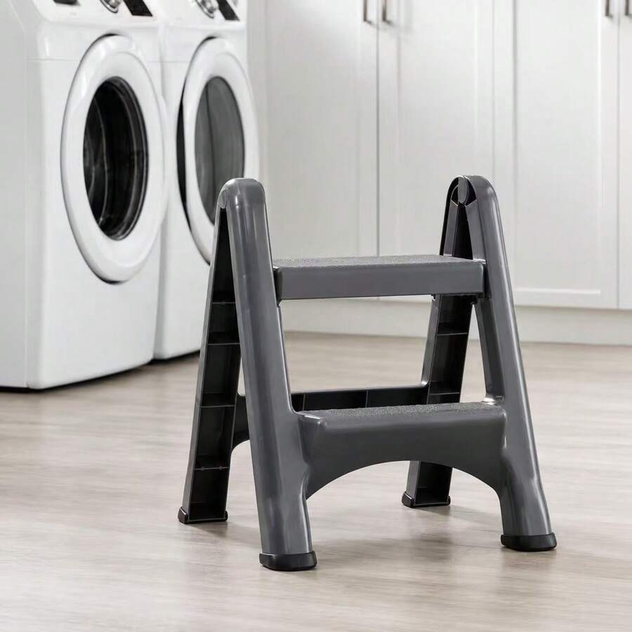 2-Level Folding Ladder, Folding Ladder With Wide Anti Slip Pedals, Household Ladder, Multifunctional Step Stool, Easy To Store, Maximum Load Capacity Of 200 Kilograms, Household And Office Step Ladder, Black - A - View 1
