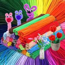 400/424 Peças Conjunto de Limpadores de Cano DIY com Tema, Material Macio, Denso e Grosso, Adequado para Fazer Flores, Rosas, Rosas Pequenas, Rosas Brancas, Árvores, Buquês, Aranhas, Animais, Plantas e Mais, Ideal para Entusiastas de Artesanato DIY, Presentes de Formatura, Volta às Aulas, Suprimentos de Sala de Aula e Escritório, Decoração Doméstica, Embalagem Criativa, Presentes de Feriado, Presentes de Aniversário - Multicolorido - Visão 10