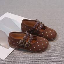1 Pair Girls' Polka Dot Mary Jane Shoes, Spring/Autumn New Style, Double Hook & Loop, Soft Sole, Princess Shoes, Non-Slip Shoes For Toddlers - Coffee Brown - View 4