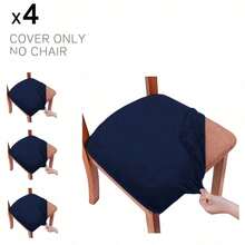 Soft Stretch Velvet Dining Chair Seat Slipcover, Removable Washable Dust-Proof Chair Cushion Protector, Universal Seat Pad Cover For Kitchen, Dining Room, Home Household - Multicolor - View 43