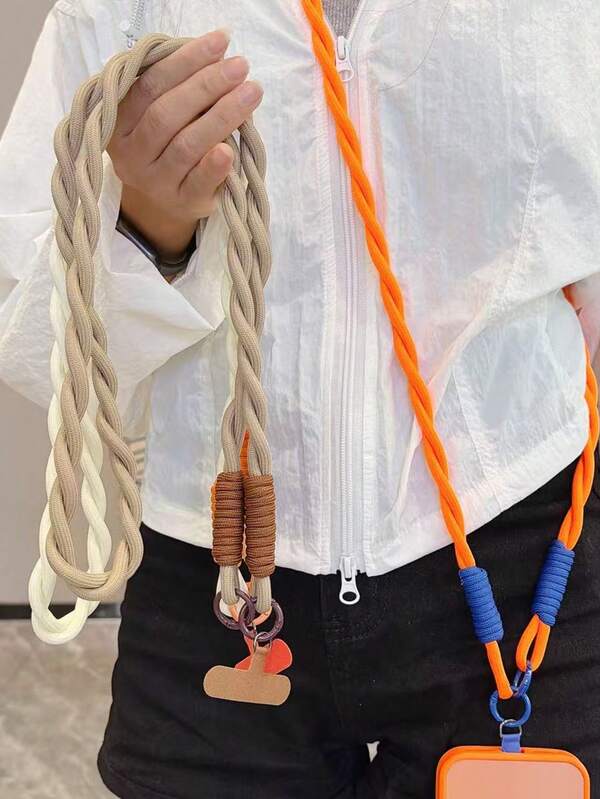 1PC Braided Twisted Long Rope Phone Lanyard Crossbody Strap Keychain Camera Universal Durable Anti-Loss Rope Compatible With Various Phone Cases With Clip Halter Hands-Free