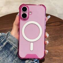 Casing Ponsel Transparan Mewah Tahan Guncangan dengan Pengisian Daya Nirkabel dan Bingkai Magnetik untuk iPhone 17/11/12/13/14/15/16 Pro Max Plus/17 Air - Bubuk tembus pandang - View 1