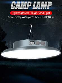 1PC 2-In-1 LED Camping Lantern Power Bank High Lumen Rechargeable Aluminum Alloy Searchlight With Hanging Hook For Hiking Emergency - A - View 1