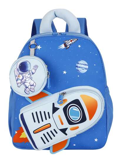 Ransel Taman Kanak-kanak Bergambar Kartun Lucu, Tas Sekolah Ringan dengan Desain Luar Angkasa untuk Anak Laki-laki Prasekolah