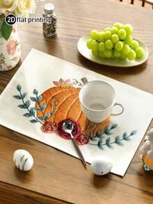 1pc/4pcs/6pcs,Autumn Pumpkin Table Mat,Rectangular Tablecloth,Washable,Suitable For Family Dinner,Coffee Table,Durable Kitchen And Dining Room Decor,Table Decor Party And Scene Decoration,Home Decor - Multicolor - View 4