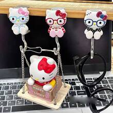 SANRIO 3pcs Random Color Cartoon Cat Desk Edge Hanging Hooks, Multi-Functional Storage Hooks For Middle School And High School Students, Desk, Backpack, Pen Bag, Glasses Storage, Girly Style Desktop Decoration Hooks, Office And Study Practical Creative Gift - One Size - View 1