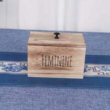Rustic Farmhouse Style Wooden Storage Box With Lid, Bathroom Sanitary Pad Storage Box, Multi-Functional Women's Private Item Organizer, Small Bathroom Cabinet Decorative Storage Accessory, Home Decor - Multicolor - View 11
