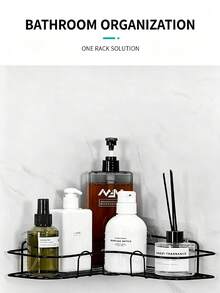 Shower Caddy Bathroom Storage Wall Rack, Drill-Free Adhesive Shower Decor And Accessories - Black - View 5