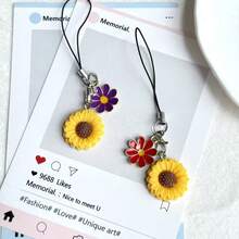 1 buah Gantungan Rantai Ponsel Motif Bunga Matahari, Aksesori Kecil Kreatif, Cocok Sebagai Hadiah, Gantungan Dekorasi Ponsel, Ornamen Liburan - MultiWarna - View 5
