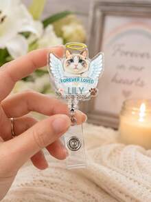 1pc Custom Photo Pet Badge Reel, Personalized Dog Cat Portrait Retractable ID Badge Holder, Pet Name Badge Clip, Custom Pet Photo Nurse Worker ID Badge Reel - Multicolor - View 12