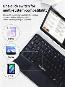 AKKHOO Teclado inalámbrico, recargable, con panel táctil, teclado táctil mini, compatible con iPad y tablet - Negro - Ver 8