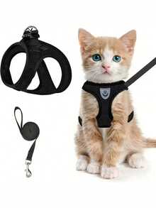 PETSIN 1pc Adjustable Cat/Dog Harness & Leash Set, 125cm Leash, Breathable Mesh Escape-Proof Vest, Collar Alternative, Travel Essentials, Great Gift - Grey - View 3