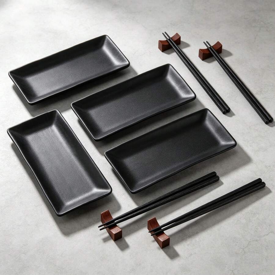 12-Piece Sushi Dinnerware Set With Plates, Chopsticks, And Chopstick Rests, Dishware For Restaurants And Home - View 1