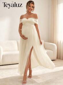 Maternity Dresses - Apricot - View 2
