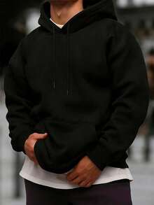 Father's Gift, Men's Sports Casual Hooded Open-Front Sweatshirt, Practical Pockets, Suitable For Daily Wear And Sports Scenes. - Black - View 2