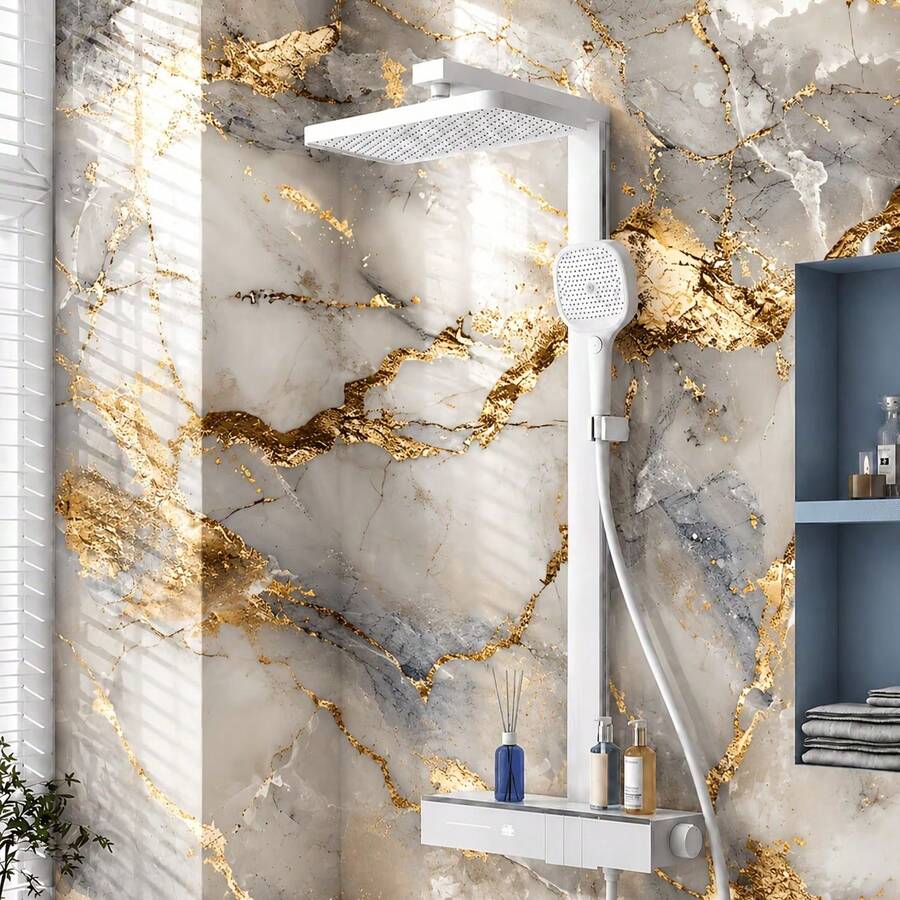 Gold Marble Pattern Waterproof Wallpaper - Countertop Decorative Sticker - Suitable For Kitchen Walls - Countertop Protection - Living Room And Bedroom Decor - Gold-plated Pattern - View 1