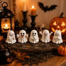 Halloween Ghost Mini Figurine Set, Cute Mini Ghost Home Decor, Holiday Home Decor Upgrade, Office Desk Halloween Party Decoration, Autumn Seasonal Desktop Ornament - A - View 9