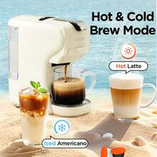 CAFELFFE Capsule Coffee Machine 20BAR Hot & Cold Brewing, Compatible With D* & N* Capsules/Ground Coffee, Descaling Function, 3-In-1 600ml Removable Water Tank, One-Touch Extraction High-Efficiency Brewing System Coffee Machine For Home, Office - EU F Type Plug(220-240V) - View 4