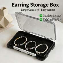 1pc Jewelry Storage Box, Earring Organizer With Sponge Slots, Large Capacity Portable, Suitable For Rhinestone Jewelry, Travel Jewelry Display Rack, Women's Mini Decorative Earring Storage Box, Girls' Daily Jewelry Storage Box - Sponge Storage Box - View 2