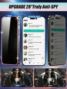 MSRI 2pcs, Pink Glitter Frame Privacy Tempered Glass Screen Protector, 9H Hardness, Anti-Peeping, Precise Fit, Suitable For Phone Cases, Fashionable Phone Accessory, Full Screen Coverage Phone Screen Protector, Compatible With Iphone Duo/18 Promax/18 Pro/18/17e/17 Pro Max/17 Pro/17Air/17/16 Pro Max/16 Pro/16 Plus/16/15 Pro Max/15//14/13/12 And Other Models. - Black - View 2