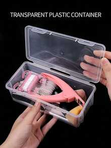 1/2pcs Rectangular PP Plastic Box, Deep Tool Storage, Nail File, Nail Brush, Light Therapy Pen Sponge Eraser Storage Box, Portable Transparent Long Box, Rectangular Jewelry Storage Box, Nail Art Storage Box - Multicolor - View 2