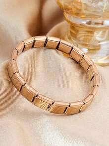 Colors Stainless Steel Square Link Bracelet, 18K Gold Plated Waterproof Stackable Chain Wrist Jewelry For Ladies - Multicolor - View 20
