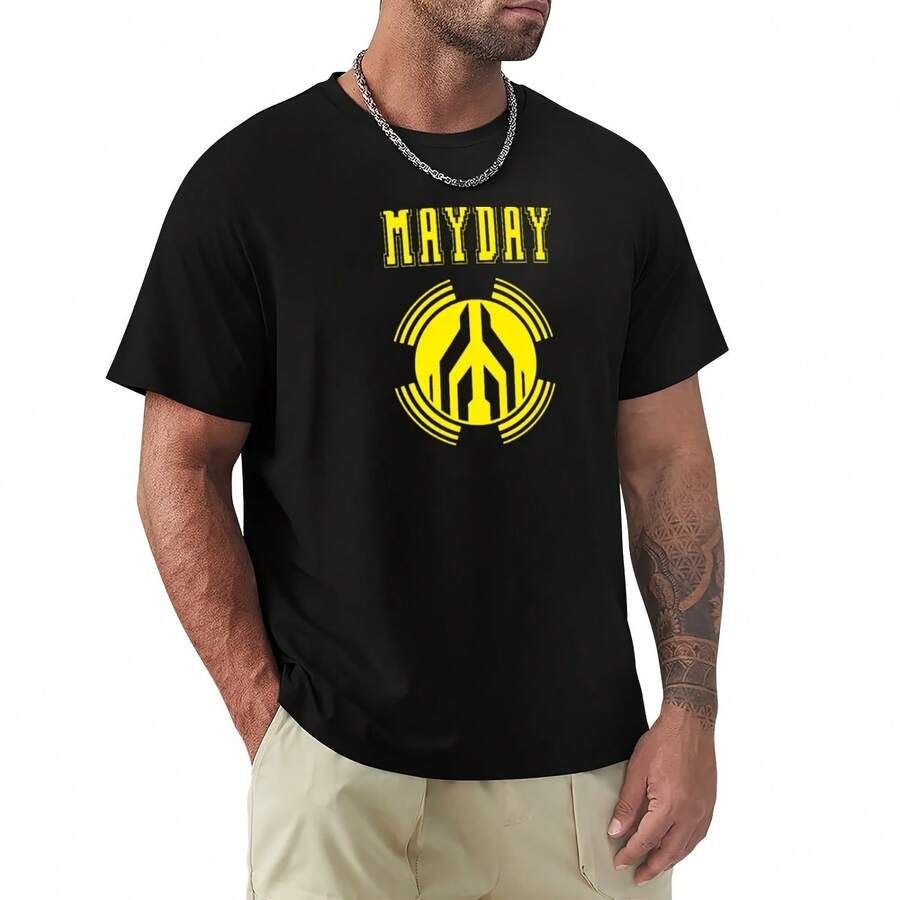 Yellow Classic Mayday Logo T-Shirt Valentines Boutique Clothes Heavyweights Oversized Plus Sizes Men's Cotton T-Shirt - 款式 - 查看 1