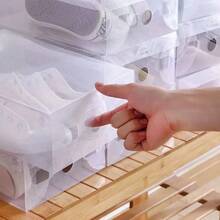 6 Pcs Large‑Capacity Stackable Plastic Shoe Boxes, Transparent Rectangular Shoe Storage Boxes, Dust‑Proof & Space‑Saving, Sturdy Durable Shoe Storage, Easy To Assemble & Disassemble, For Bedroom, Entryway, Household Shoe Storage & Organization - View 6