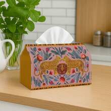 1pc Tissue Box Leopard Print Floral Pattern Bohemian Folk Art Style - Multi-Functional Napkin Dispenser, Suitable For Home, Party, Car Decoration - Decorative Tissue Paper Storage Box, Living Room, Bedside Table - Compatible With Tissues/Paper Rolls/Paper Sheets, 2D Flat Printing - Multicolor - View 6