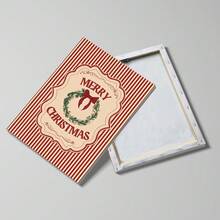 Set Of 1 Vintage Christmas Candy Cane Canvas Wall Art | Traditional Holiday Decor For Living Room Frameless/Framed - A - View 7