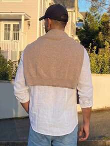 Lookun Men's Casual Shirt Pointed Collar Long Sleeve Slightly Loose British Minimalist White Spring Summer Casual Shirt - White - View 5