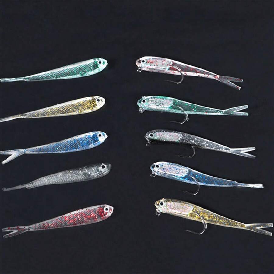 Split Tail Small Colorful Fish Soft Lure 75mm 6.5g Realistic Soft Bait Fishing Lure With Hook And Packaging Lead Fish Fishing Accessory - Multicolor - View 1