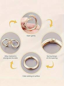 Anillo de resorte de gatillo plano, anillo de metal para llaves, anillo de hebilla redonda, adecuado para llaveros, bolsos, carteras - Reemplazo de gancho de llavero, anillo para llaves, manualidades DIY - Multicolor - Ver 3