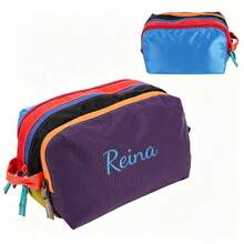Tas Kosmetik Blok Warna yang Dipersonalisasi, Tas Organizer Kosmetik Kapasitas Besar Multi-Lapisan, Tas Perlengkapan Mandi Portabel untuk Perjalanan dengan Warna Kontras yang Modis - MultiWarna - View 16