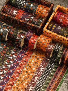 14rolls Vintage Halloween Themed Washi Tape, Retro Pattern Masking Tape, Perfect For Journal Decoration, Gift Wrapping, Card Making, Scrapbooking - Tape - View 9