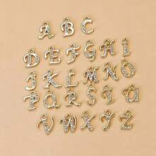 26Pcs A-Z Gold Letter Charms, Includes Full Rhinestone Letter Charms, Jewelry Making Supplies Pendants, Practical Alphabet Charm Pendants - Script Letter Pendant - View 1