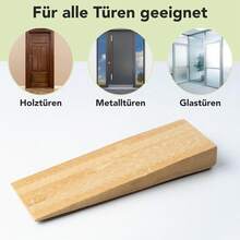 Pack Of 2 Wedge-Shaped Floor Door Stoppers Combining Wooden Casing And Rubber Bottom. No Drilling Required For Placement, Wedged Structure Fixes Doors Steadily And Restricts Unwanted Door Swinging Indoors. - 2pcs - View 2