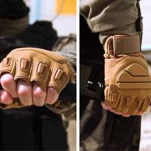 1 Pair Outdoor Sports Tactical Gloves, Half-Finger Protective Training Gloves For Men And Women, Motorcycle Riding, Military Fan, Cycling - Brown - View 6