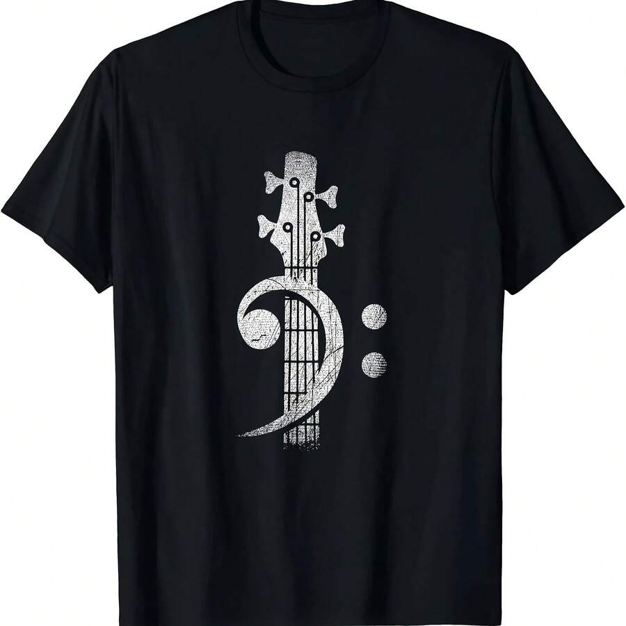 Maglietta con stampa di paletta di chitarra e basso, maglietta stampata con regalo musicale, maglietta estiva, maglietta alla moda, abbigliamento da donna, top alla moda Y2K - forma - Visualizzare 1