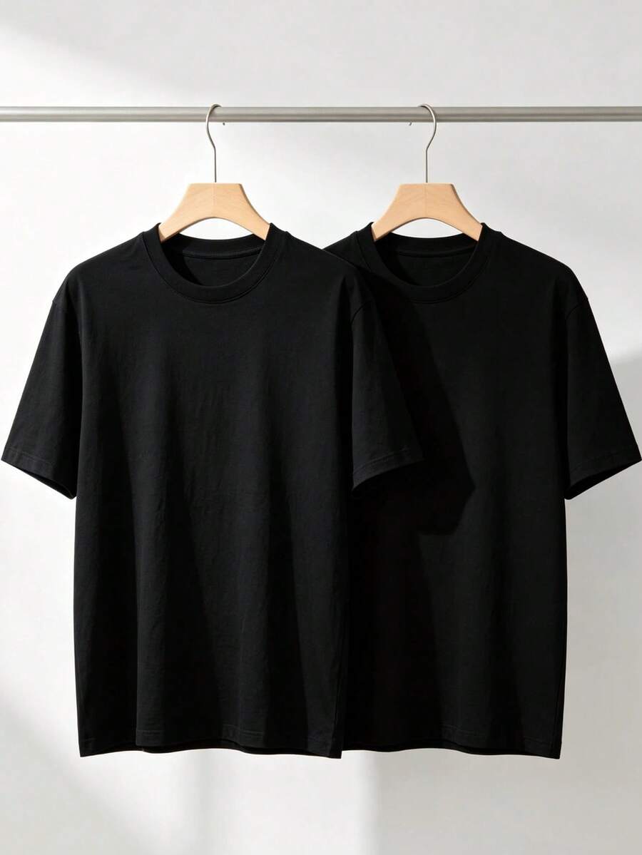 Men T-Shirts - 2件裝黑色 - 查看 1