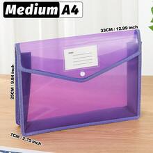 A4/B5/FC Back-To-School Must-Have | Transparent Snap-Button Expanding File Bag,Multi-Color Durable PP Accordion Pocket,Lightweight Waterproof Organizer For Students&Office,Cute Stationery Storage For Campus,Daily Commute, Study Group,Travel - Landscape - View 9