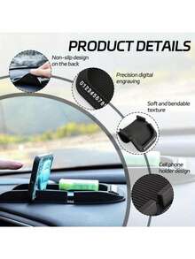 Car Dashboard Anti‑Slip Mat, Dual‑Groove Multifunctional Phone Holder Pad With Parking Number Plate, Heat‑Resistant Waterproof Easy‑Clean Non‑Slip Dash Mat, Holds Cell Phone Fashion Glasses Keys, Universal Car Interior Accessory For All Smartphones - A - View 8