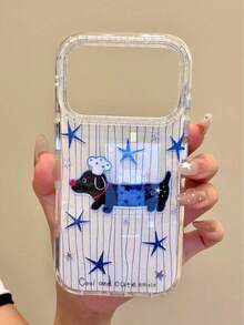 Striped Star Chef Hat Puppy Design Phone Case Compatible With Apple 17 Pro Max, 16 Pro, 13, 14 Pro, 15 Pro, Creative Full Coverage Shockproof Phone Cover - Multicolor - View 3