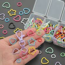 100/200pcs/Box Key Ring Set, Includes Heart-Shaped Embossed And Five-Pointed Star Embossed Closed Rings, Suitable For Braided Painted Embossed Ring Keychains - Multi-color - View 9